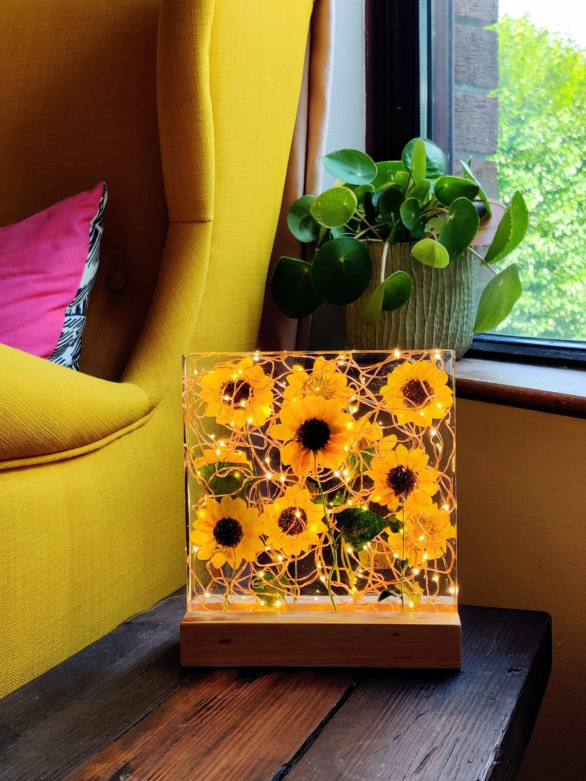 Sunflower resin lamp flower lamp light sculpture Etsy