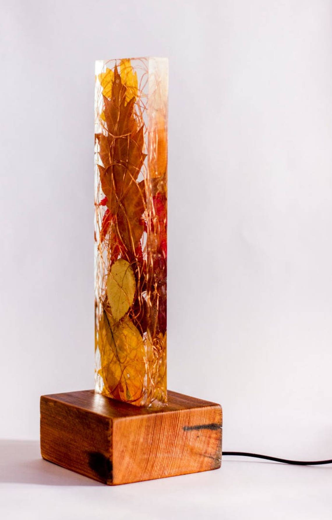 Autumn Leaves Resin Light Sculpture With Antique Reclaimed Etsy UK