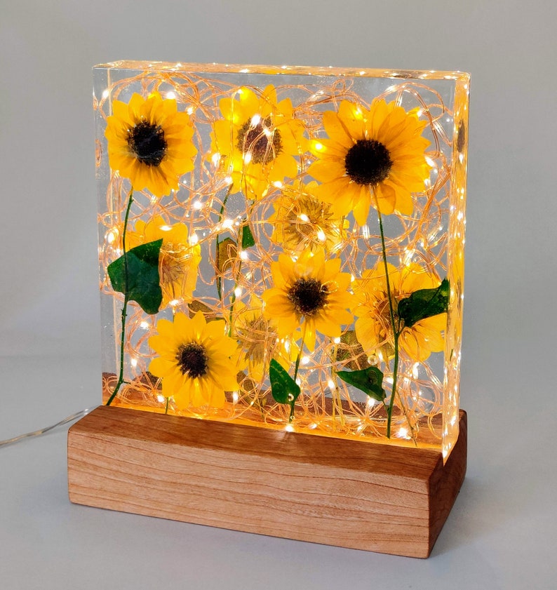 Sunflower resin lamp flower lamp light sculpture Etsy