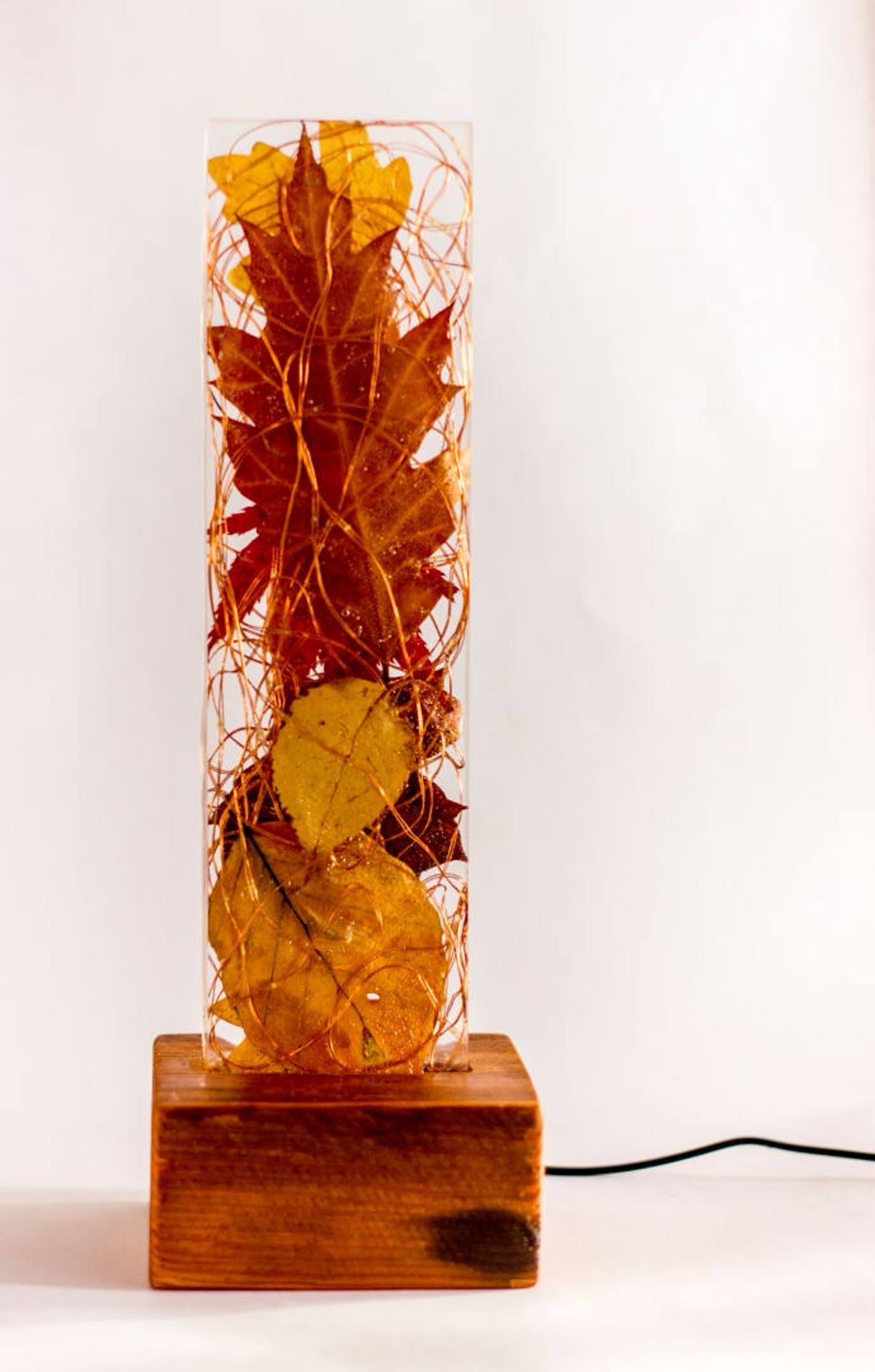 Autumn Leaves Resin Light Sculpture With Antique Reclaimed Etsy UK