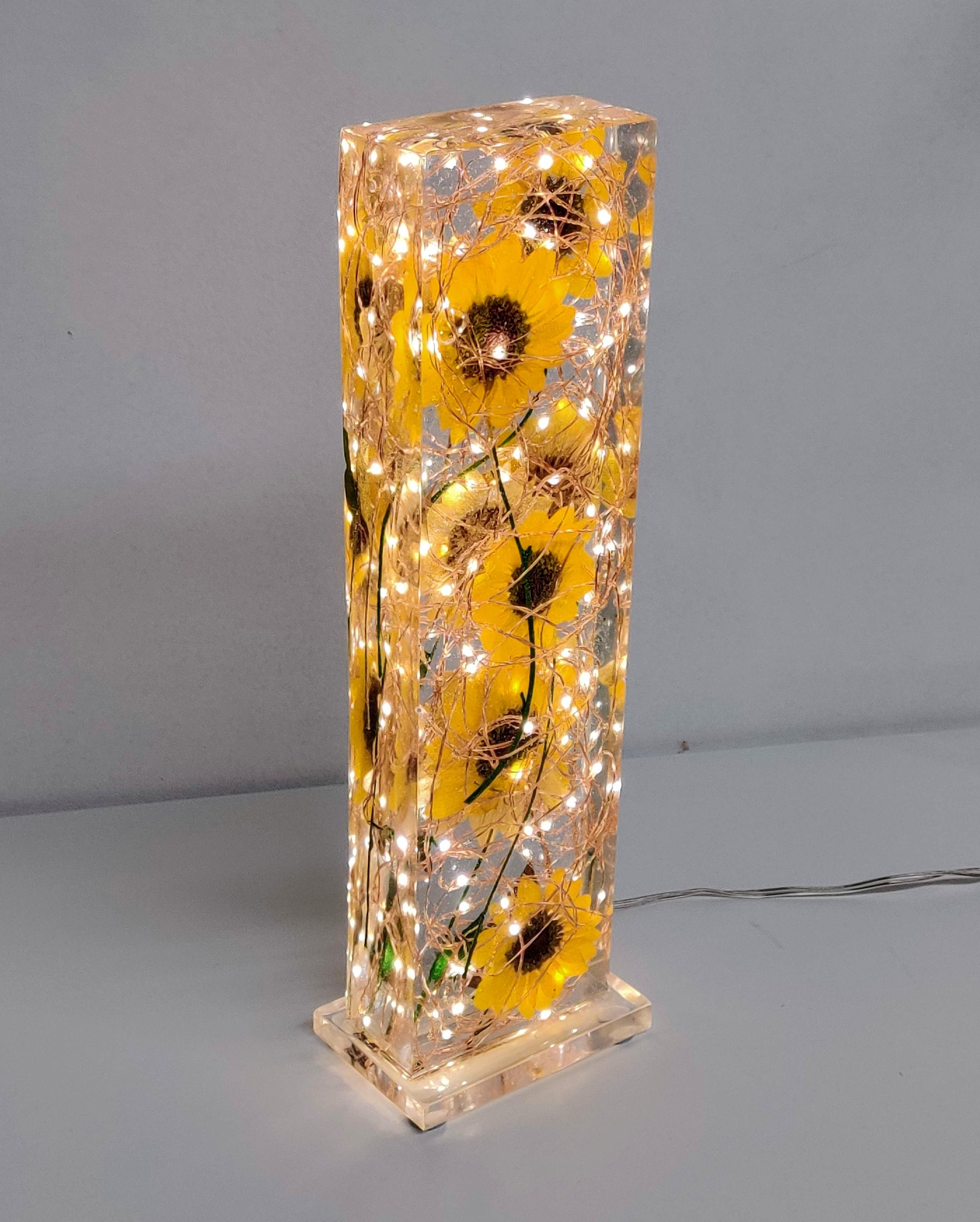 Sunflower lamp Real sunflowers Resin lamp epoxy lamp Etsy