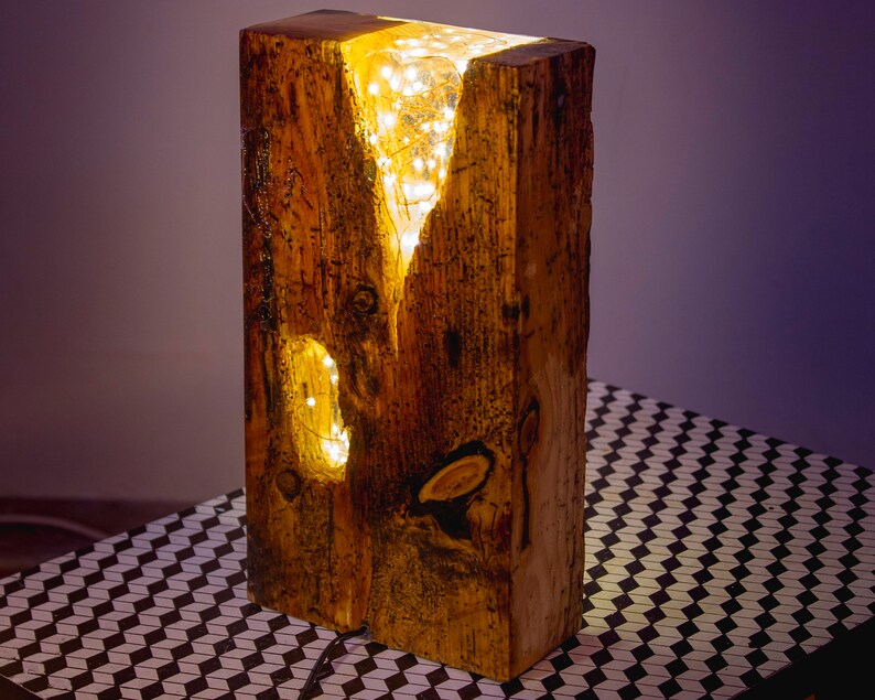 Unique Lighting Accent Lamp Wooden Table Lamp Beside Etsy