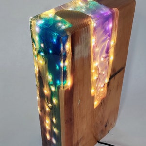 Rainbow Lamp Reclaimed Wood Light Sculpture Wooden Table Lamp Unique Lighting Wood Desk Lamp. image 7