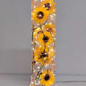 Sunflower Light Sculpture Sunflower Lamp Sunflower Kitchen Decor Sunflower Wedding Gift Accent Lamp Preserved Sunflowers. image 3