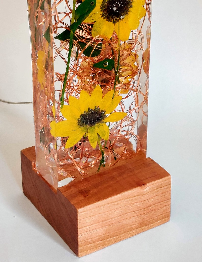 Sunflower Light Sculpture Sunflower Lamp Sunflower Kitchen Decor Sunflower Wedding Gift Accent Lamp Preserved Sunflowers. Cherry wood