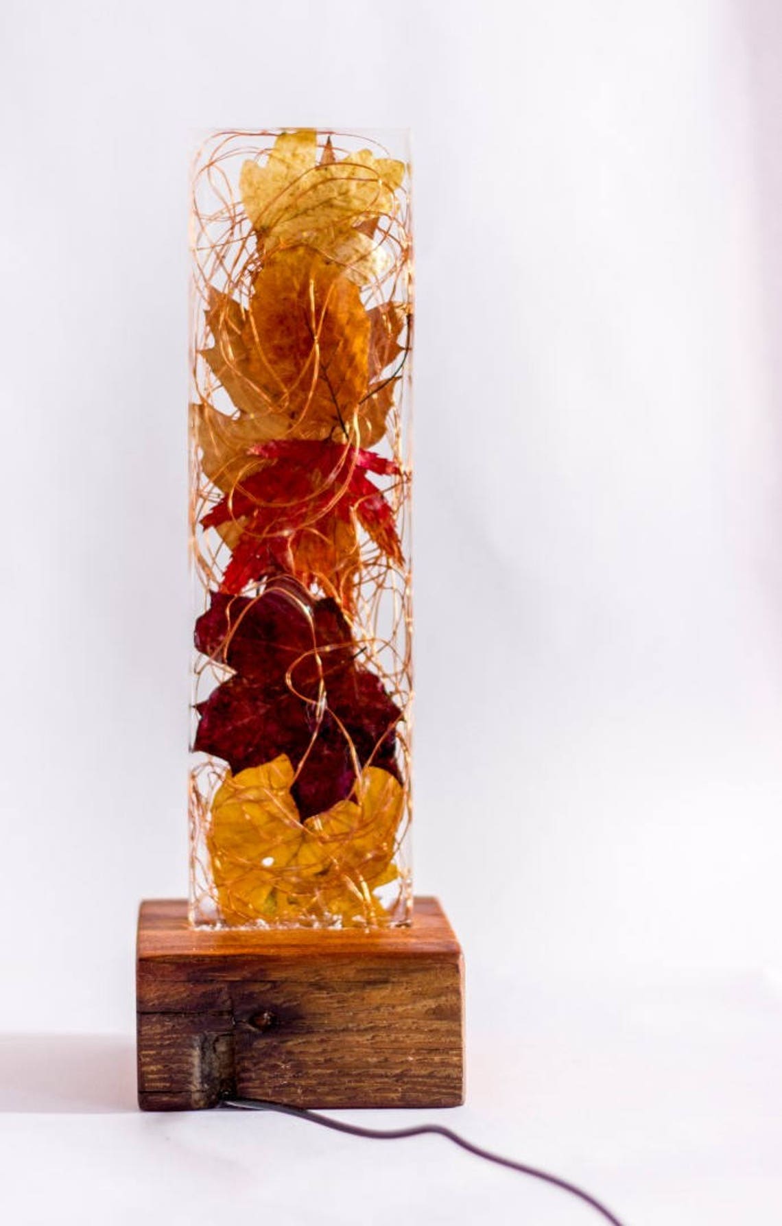 Autumn Leaves Resin Light Sculpture With Antique Reclaimed Etsy UK