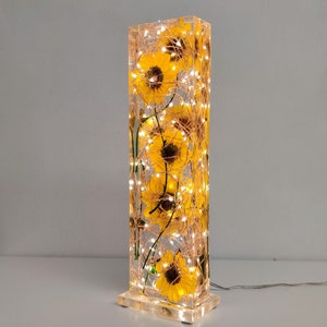 Sunflower Light Sculpture Sunflower Lamp Sunflower Kitchen Decor Sunflower Wedding Gift Accent Lamp Preserved Sunflowers. image 2