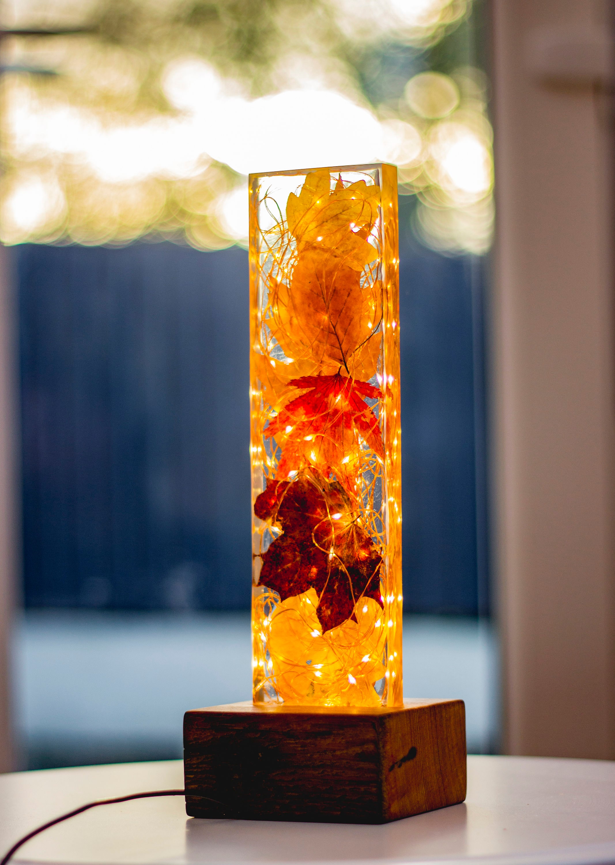 Autumn Leaves Resin Light Sculpture With Antique Reclaimed Etsy UK