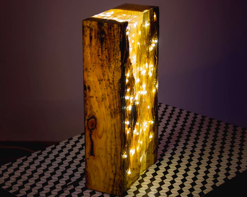 Unique Lighting Accent Lamp Wooden Table Lamp Beside Etsy