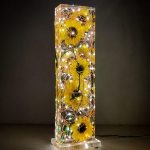 Sunflower Light Sculpture Sunflower Lamp Sunflower Kitchen Decor Sunflower Wedding Gift Accent Lamp Preserved Sunflowers. image 7