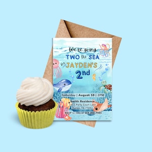2nd Birthday Under the Sea | Ocean Birthday Invite | Modern First Birthday Invite | Baby Sea Creatures Invite | Printable Instant Access