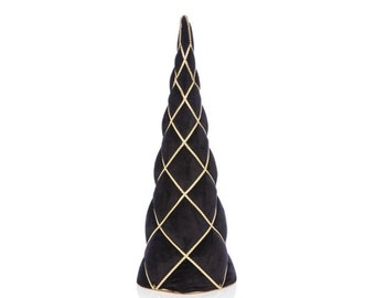 Black Velvet Cone Tree with Gold Braid ~ 22 inch