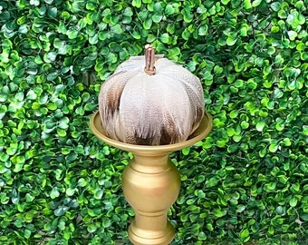Dark Feather Pumpkin With Stick Stem - 4 inch - Small