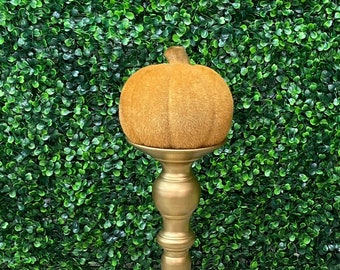 Petite Flocked Chubby Pumpkin - 4in x 4in - Tan