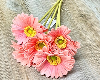 Pink Gerbera Daisy Bundle ~ 5 Flowers ~ 13.5 inch