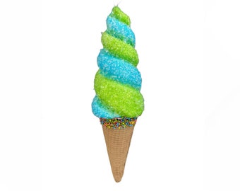 Blue and Green Swirl Ice Cream - Foam Ornament - 13 inch