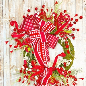 Christmas Wreath, Christmas wreath for front door, Mantle wreath, Christmas decor, Traditional Christmas decor,  Housewarming, Gift
