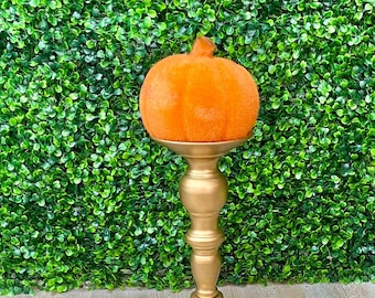 Petite Flocked Chubby Pumpkin - 4in x 4in - Orange