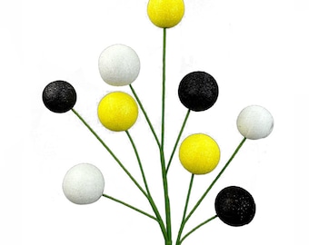 Yellow, Black & White Gum Ball Spray - 17 inch