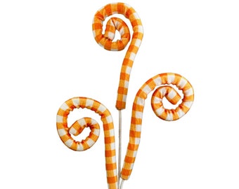 Orange Gingham Curly Spray ~ 28 Inch