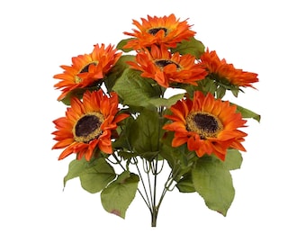 Copper Burt Orange Sunflower Bush ~ 7 flowers