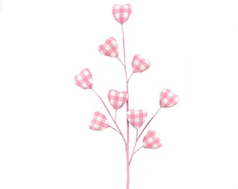 Pink Gingham Heart Spray ~ 28 inches