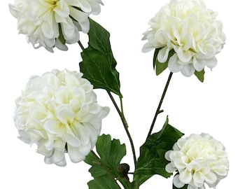 White Zinnia Flower Spray ~ 4 Flowers ~ 27 Inch