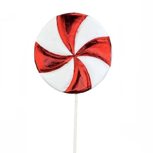 Red and White Peppermint Swirl Pick - 15in tall x 5 in wide
