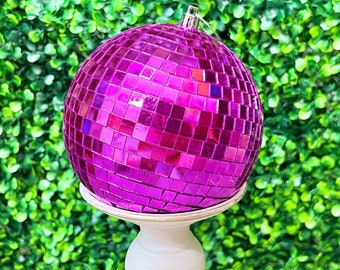 4.75 inch Hot Pink Disco Ball Ornament - 120 mm