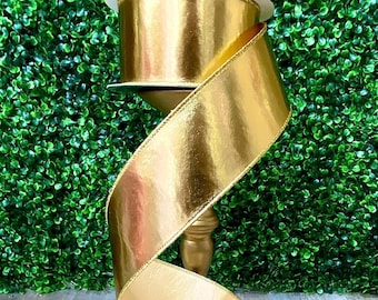 2.5 inch Farrisilk Gold Metal Sheen ~ 10 yards ~ Wired