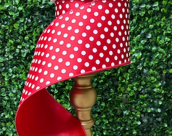 4 inch Red White Mini Dots - 10 yards - Wired