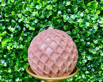 Pink Glittered Netball Ornament - 4 inch
