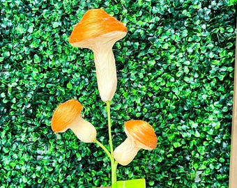 Orange Sisal Mushroom Pick ~ 3 mushrooms ~ 14 inch