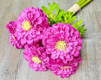 Dark Pink Zinnia Bundle - 23 inch ~ 5 Flowers