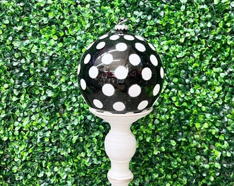 5.5 inch Black & White Polkadot Ball Ornament