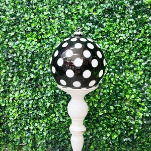 5.5 inch Black & White Polkadot Ball Ornament