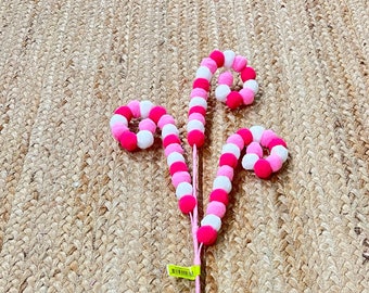 Felt Ball Curly Spray ~ pink & white ~ 30in