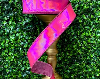 1.5” Pink Color Reflections Ribbon ~ 10 yards ~ Wired