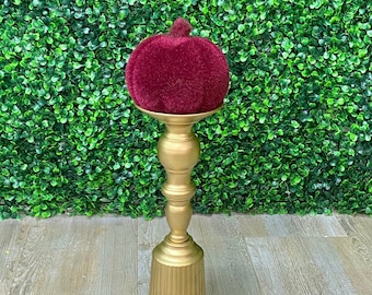 Petite Flocked Chubby Pumpkin - 4in x 4in - Maroon