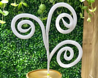 White Glitter Curly Pick - 18 inch