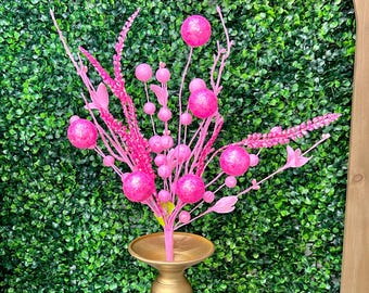 Pink Glitter Ball Filler Bush - 21 inch