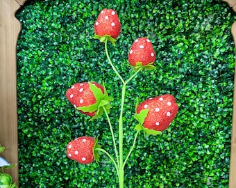 Red Sequin Polkadot Strawberry Pick ~ 5 Berries ~ 22 Inch