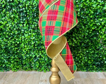 4 inch Asher Tartan Plaid Ribbon ~ Wired ~ 10 Yards