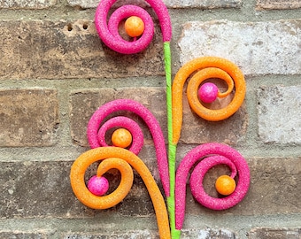 Hot Pink and Orange Curl Ball Spray - 27 inch