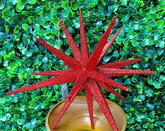 8 Inch 18 Point Red Glitter Star Ornament