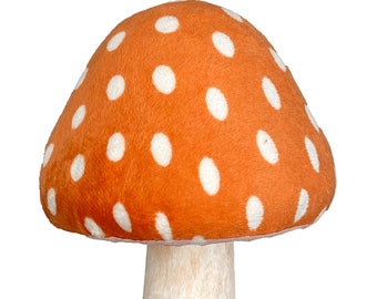 Orange & White Polka Dot Mushroom Pick ~ 16”
