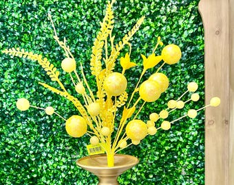 Yellow Glitter Ball Filler Bush - 21 inch