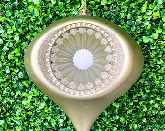 Reflector Finial Champagne Ornament for Christmas Tree, XL Christmas Tree Ornament, 9 Inch Christmas Tree Ornament