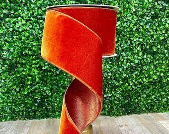 4” Cinnamon Velvet Luster Ribbon - 10 yards - Wired