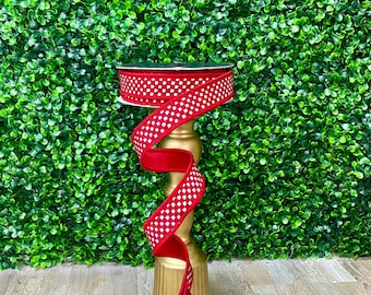 1.5 Inch Farrisilk Red Mini Checks~ 10 yards ~ Wired